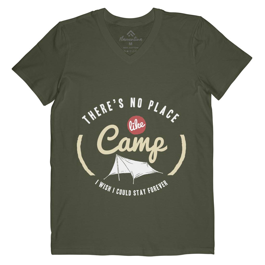 No Place Like Camp Mens Organic V-Neck T-Shirt Nature A353