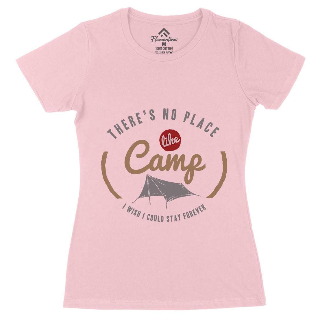 No Place Like Camp Womens Organic Crew Neck T-Shirt Nature A353