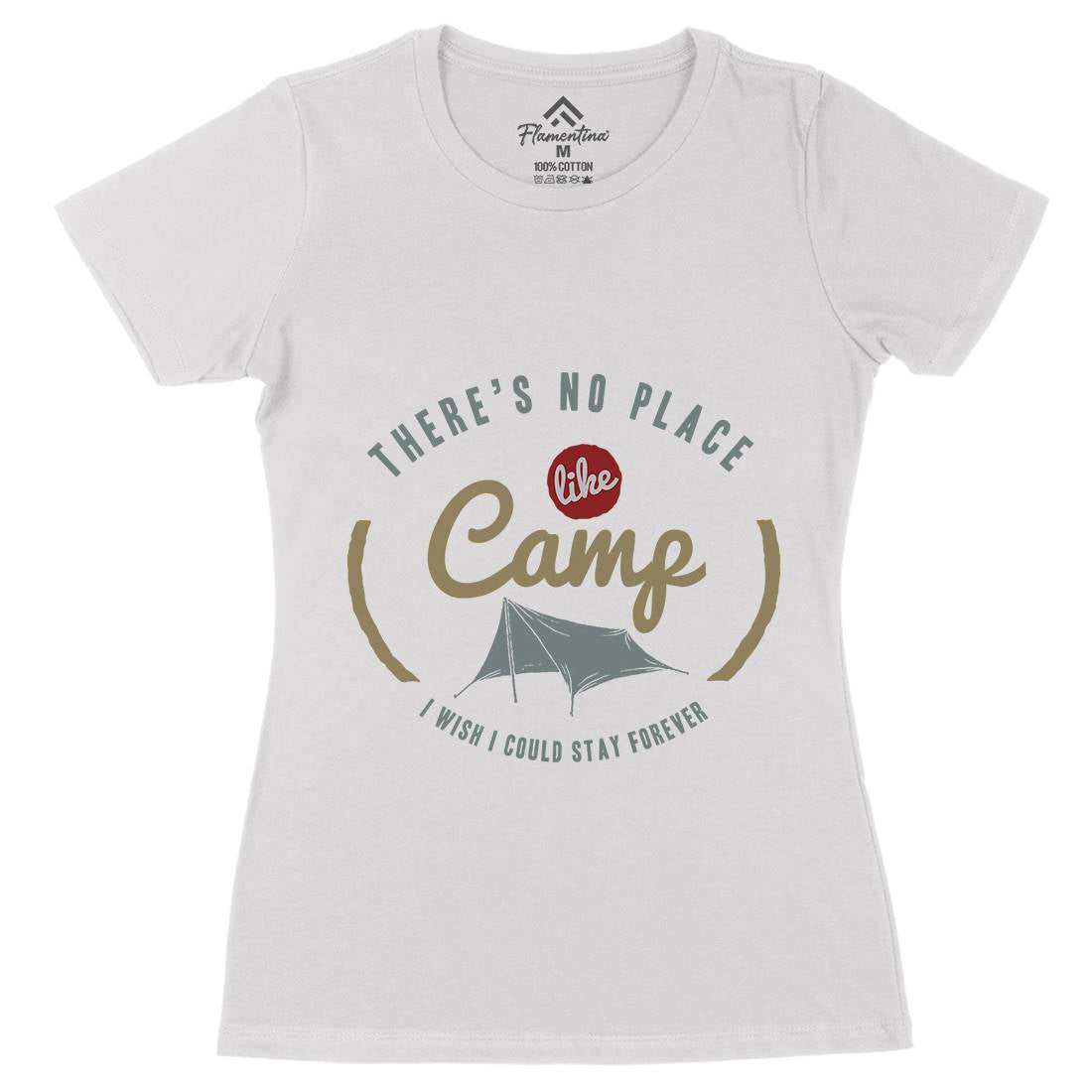 No Place Like Camp Womens Organic Crew Neck T-Shirt Nature A353