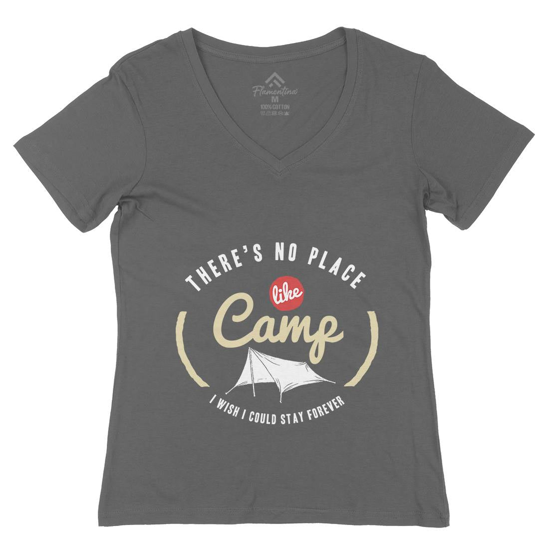 No Place Like Camp Womens Organic V-Neck T-Shirt Nature A353