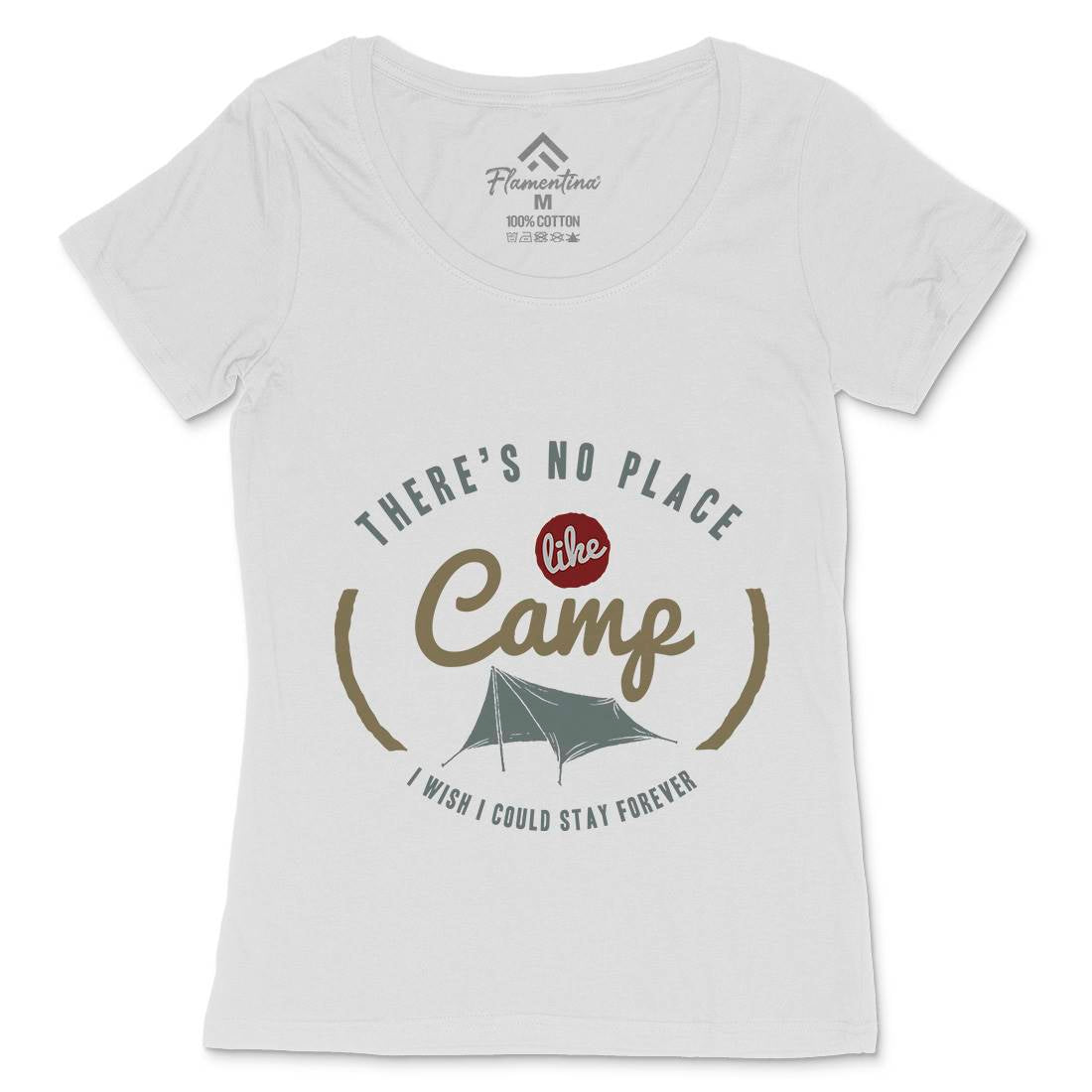 No Place Like Camp Womens Scoop Neck T-Shirt Nature A353