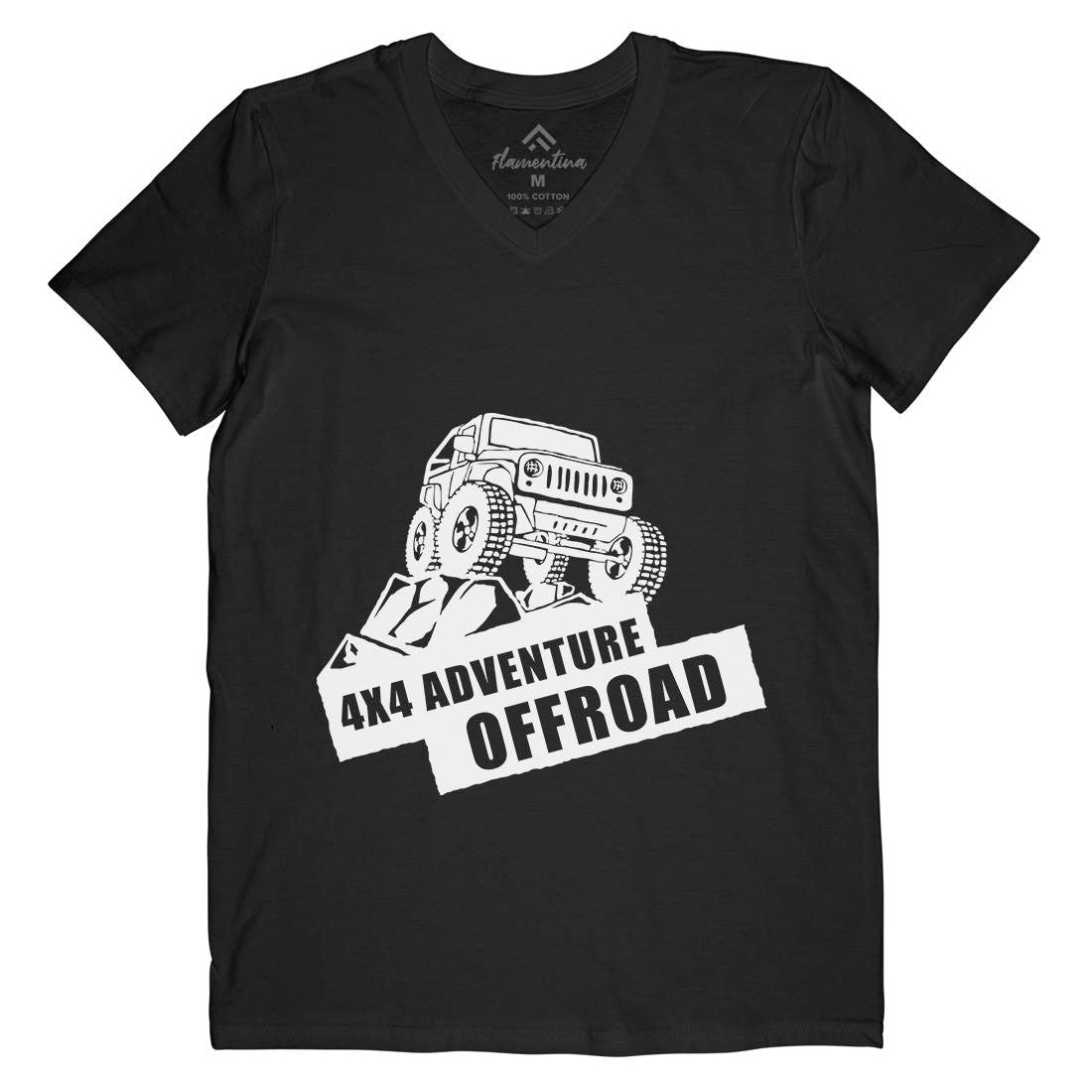Offroad Adventure Mens Organic V-Neck T-Shirt Vehicles A356
