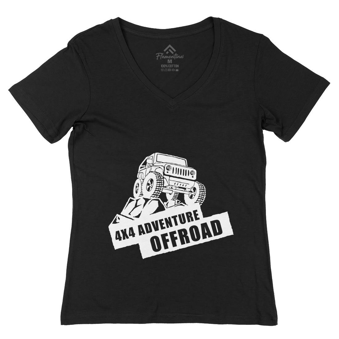 Offroad Adventure Womens Organic V-Neck T-Shirt Vehicles A356