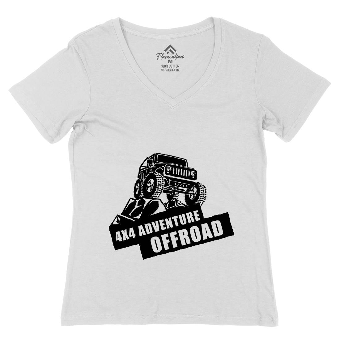 Offroad Adventure Womens Organic V-Neck T-Shirt Vehicles A356