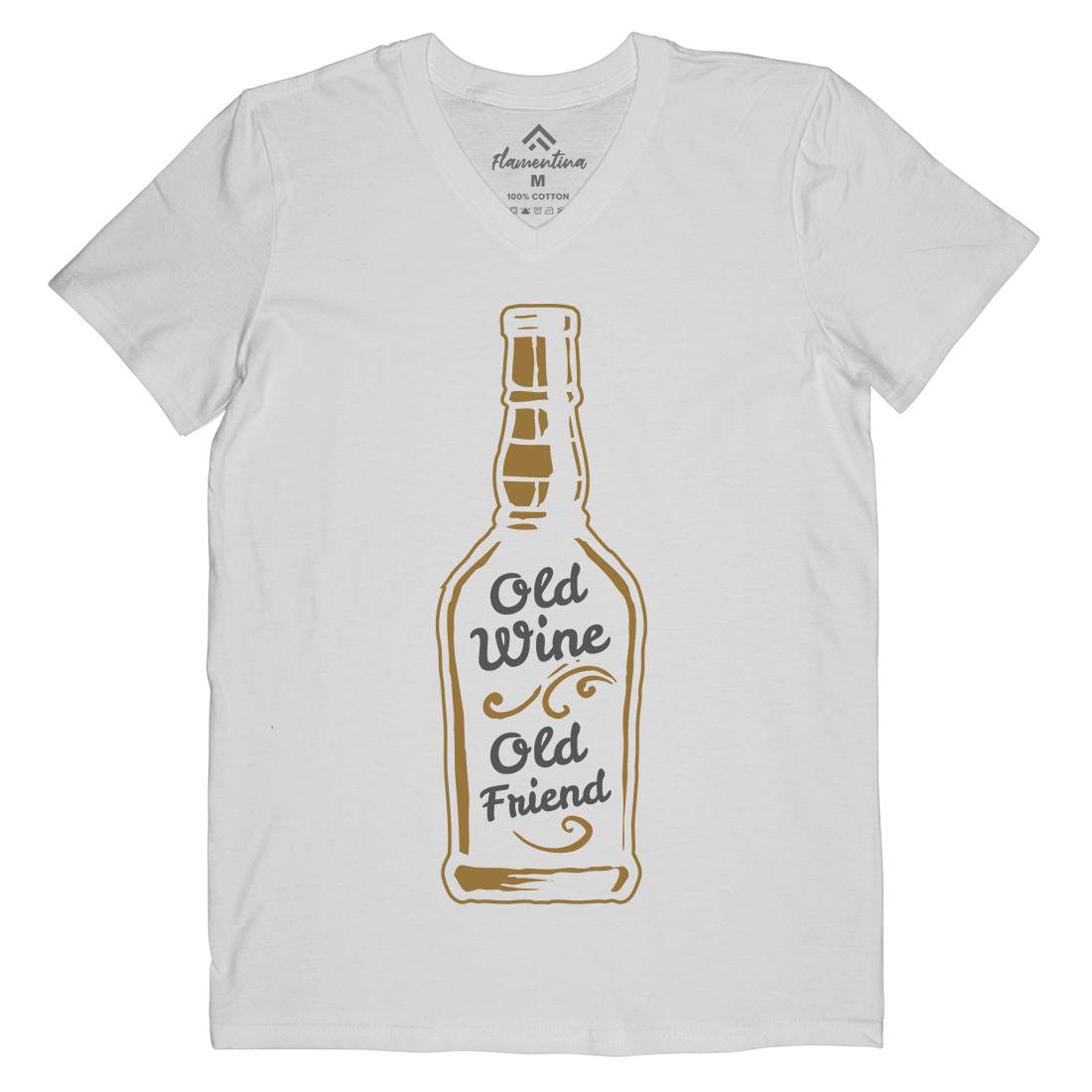 Old Wine Mens Organic V-Neck T-Shirt Quotes A357