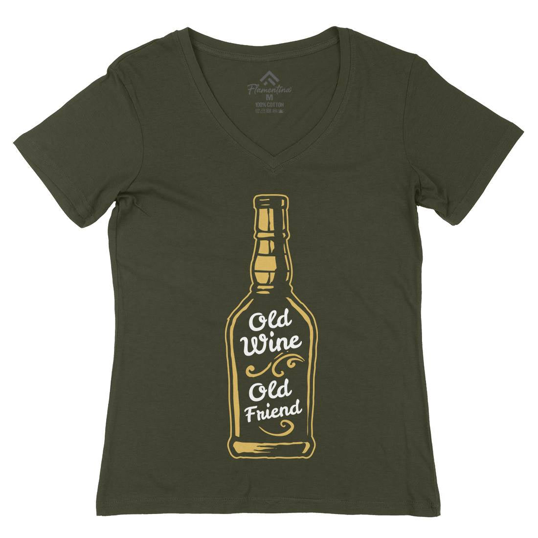 Old Wine Womens Organic V-Neck T-Shirt Quotes A357