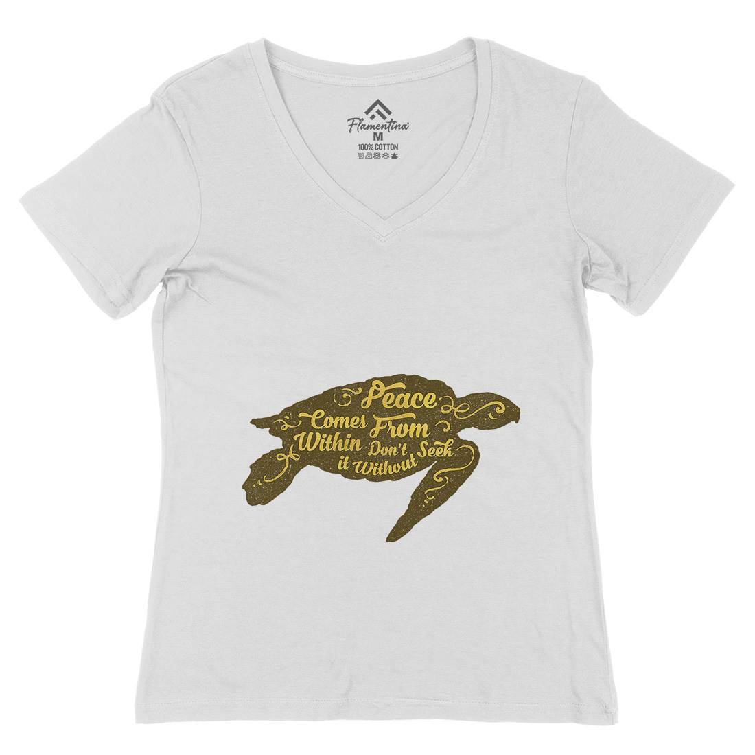 Peace Comes Within Womens Organic V-Neck T-Shirt Religion A359