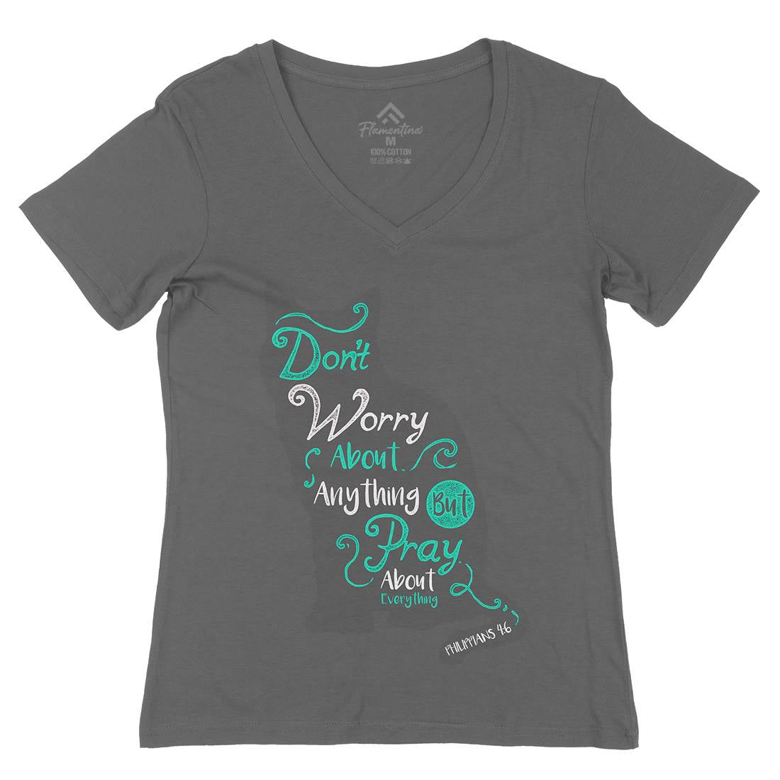 Pray For Everything Womens Organic V-Neck T-Shirt Religion A360