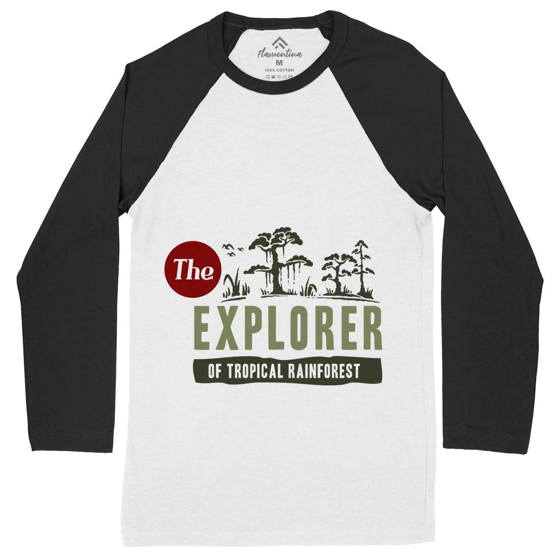 Rainforest Explorer Mens Long Sleeve Baseball T-Shirt Nature A363