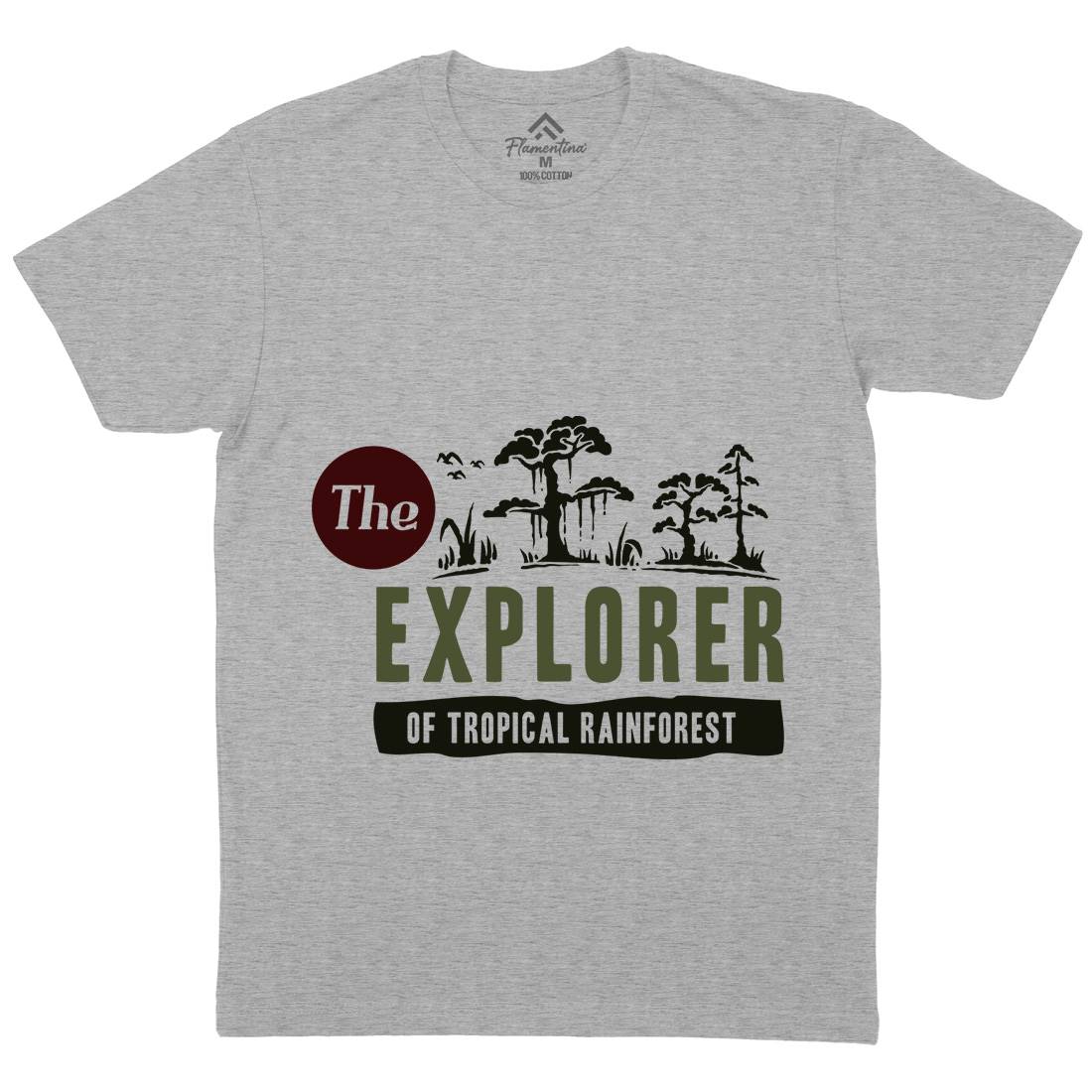 Rainforest Explorer Mens Organic Crew Neck T-Shirt Nature A363