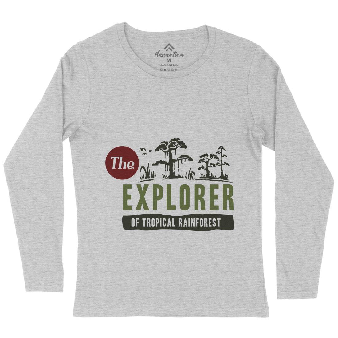 Rainforest Explorer Womens Long Sleeve T-Shirt Nature A363