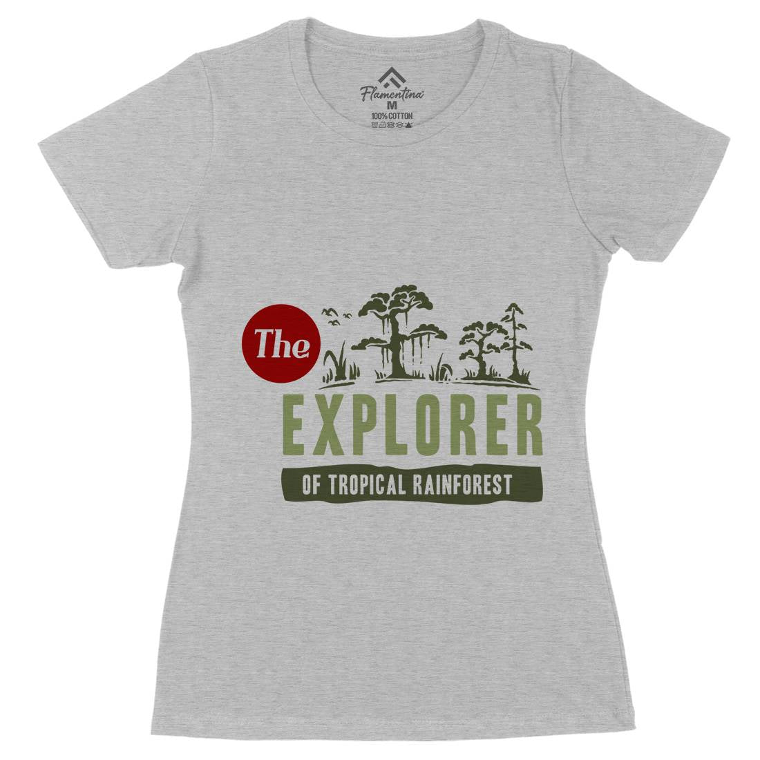 Rainforest Explorer Womens Organic Crew Neck T-Shirt Nature A363