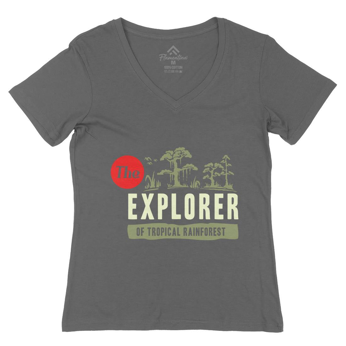 Rainforest Explorer Womens Organic V-Neck T-Shirt Nature A363