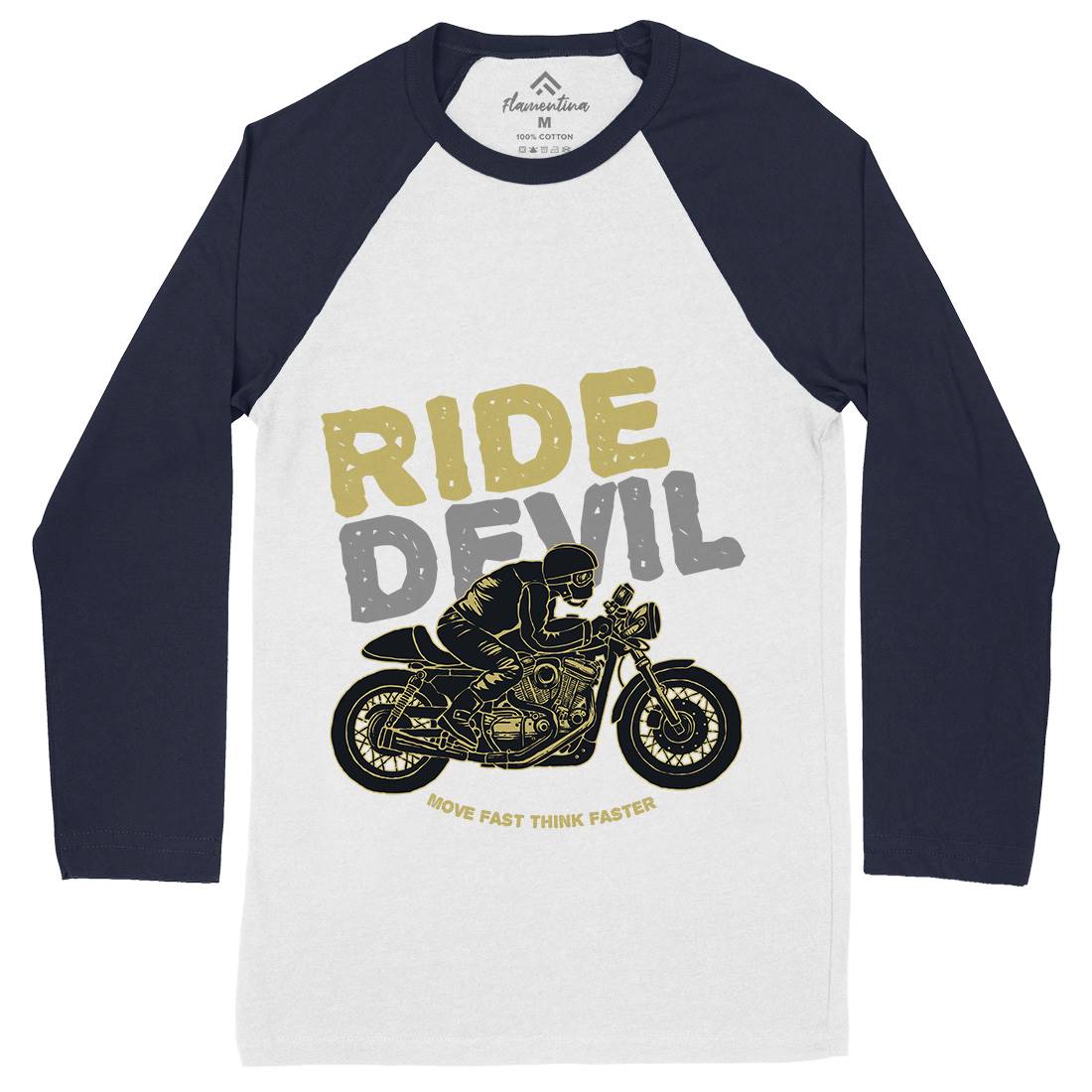 Ride Devil Mens Long Sleeve Baseball T-Shirt Motorcycles A364