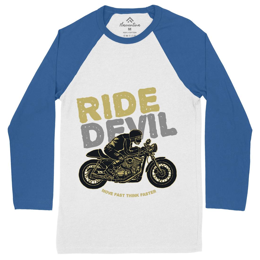 Ride Devil Mens Long Sleeve Baseball T-Shirt Motorcycles A364
