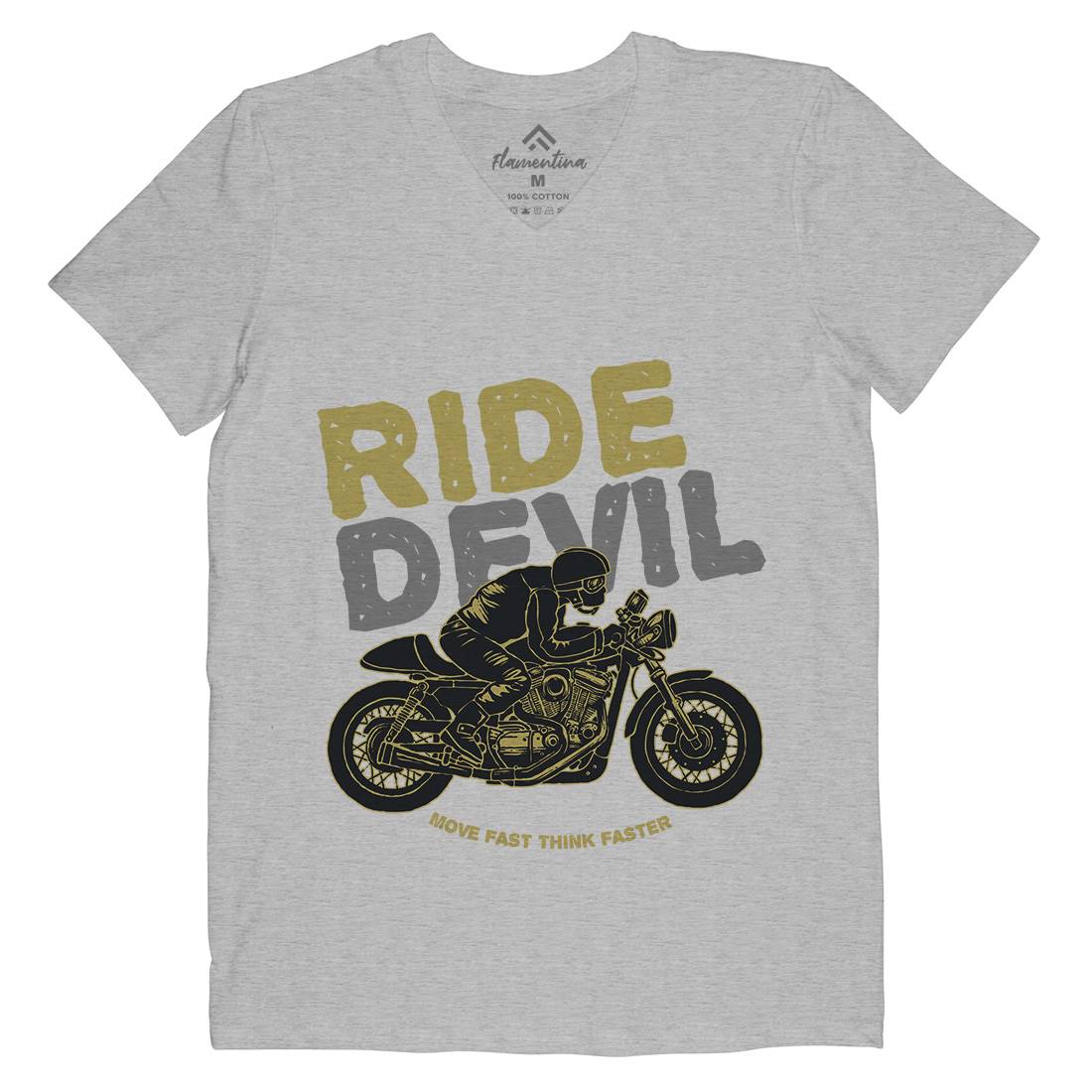 Ride Devil Mens Organic V-Neck T-Shirt Motorcycles A364