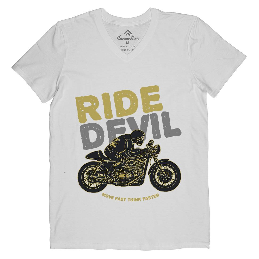 Ride Devil Mens Organic V-Neck T-Shirt Motorcycles A364