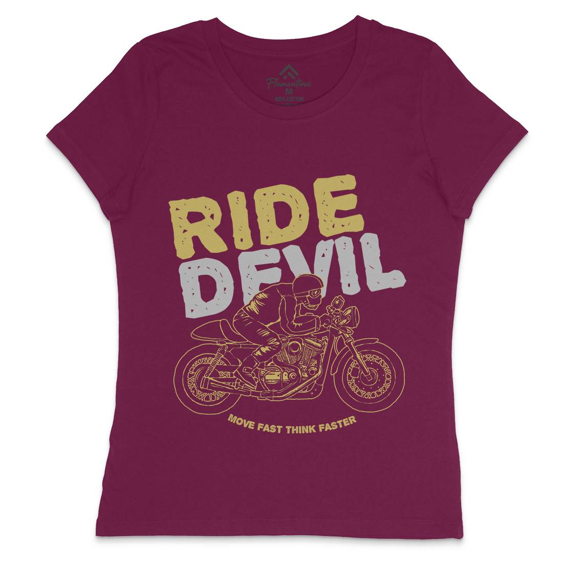 Ride Devil Womens Crew Neck T-Shirt Motorcycles A364