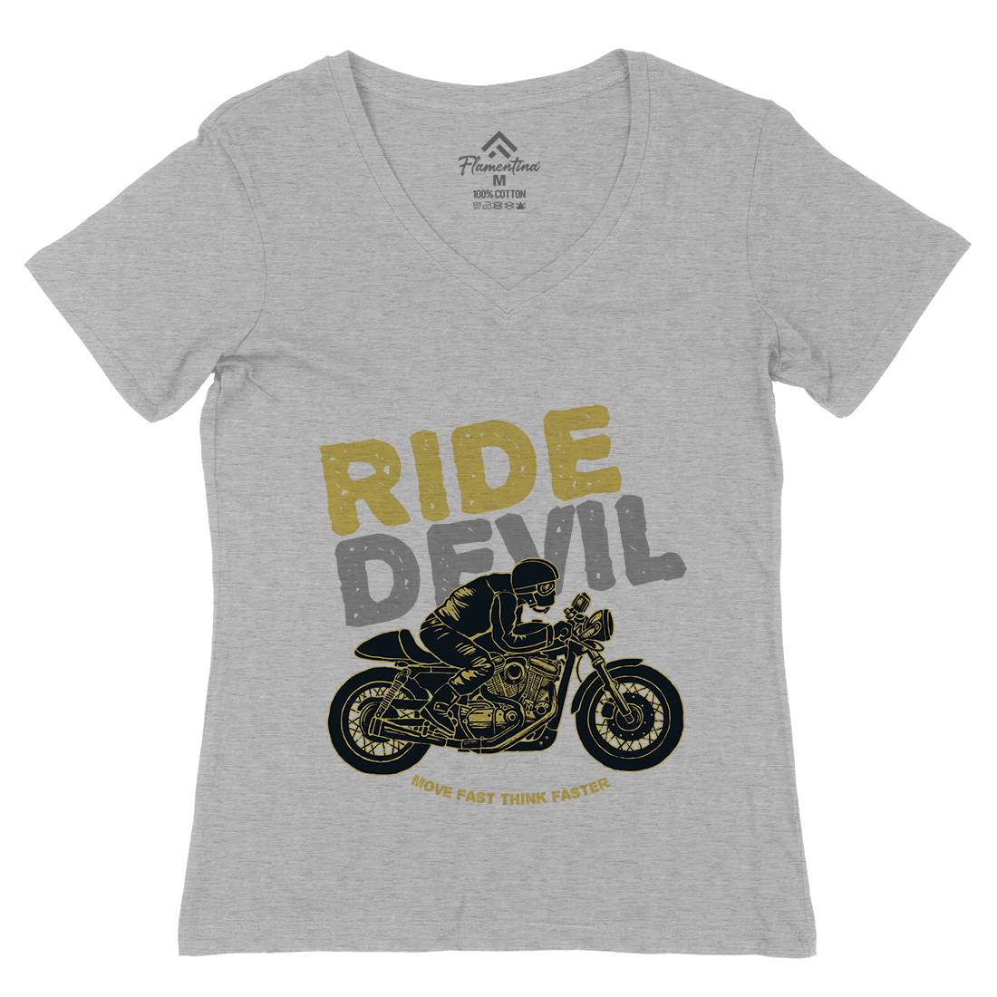 Ride Devil Womens Organic V-Neck T-Shirt Motorcycles A364