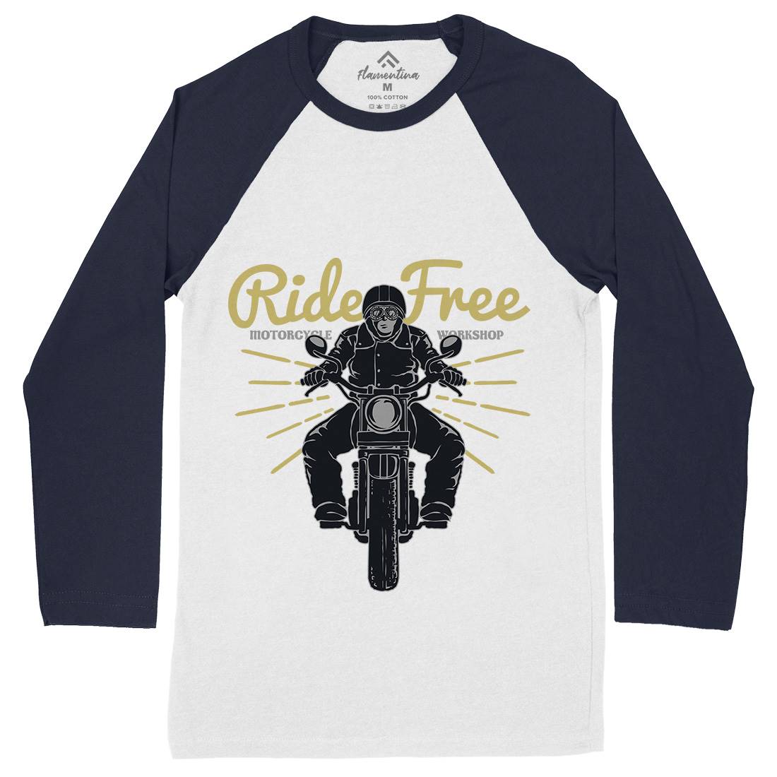 Ride Free Mens Long Sleeve Baseball T-Shirt Motorcycles A365