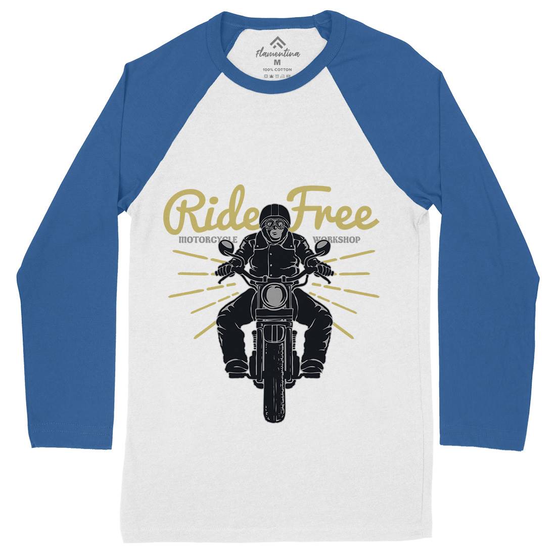 Ride Free Mens Long Sleeve Baseball T-Shirt Motorcycles A365