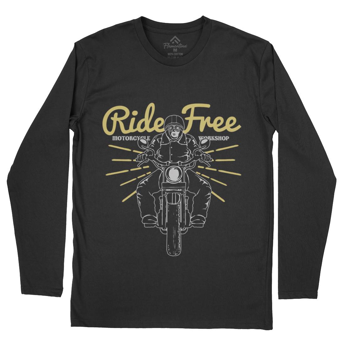 Ride Free Mens Long Sleeve T-Shirt Motorcycles A365