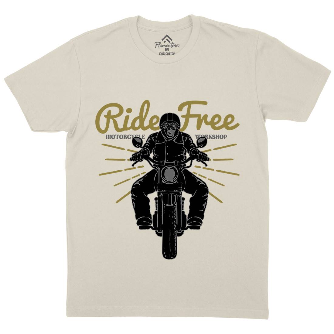 Ride Free Mens Organic Crew Neck T-Shirt Motorcycles A365