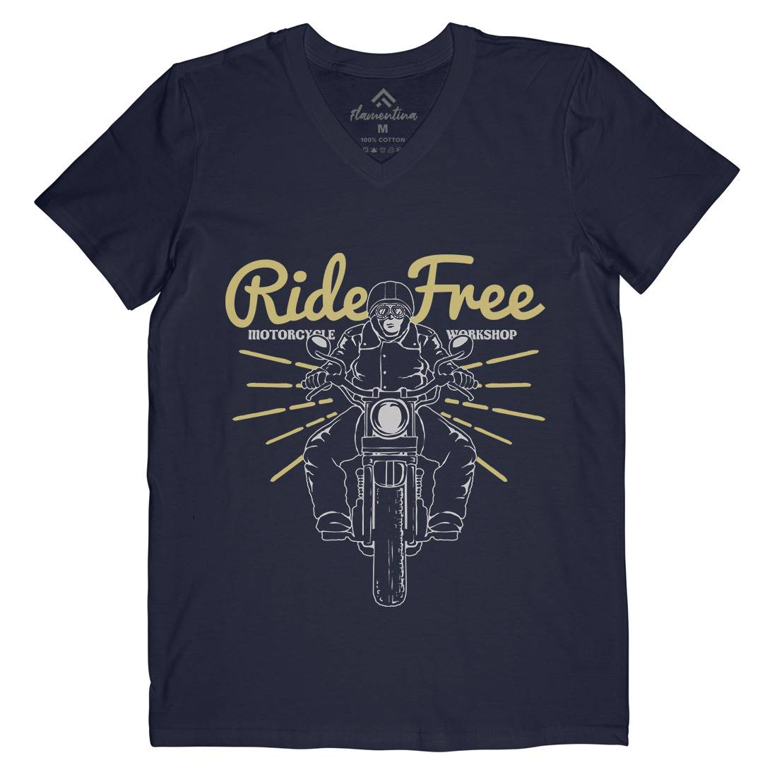 Ride Free Mens V-Neck T-Shirt Motorcycles A365