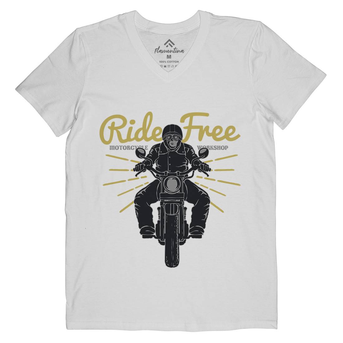 Ride Free Mens V-Neck T-Shirt Motorcycles A365