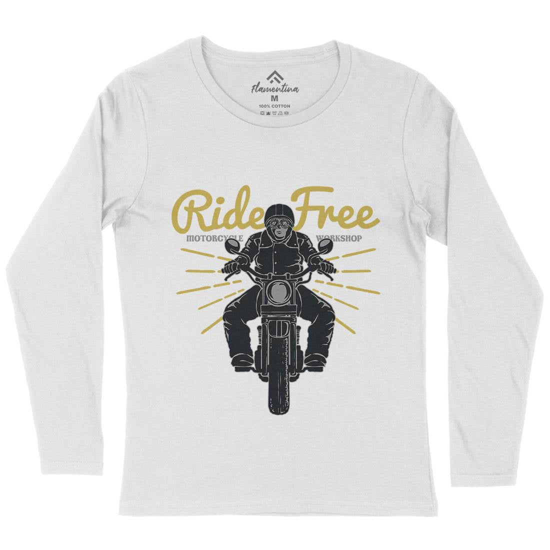 Ride Free Womens Long Sleeve T-Shirt Motorcycles A365
