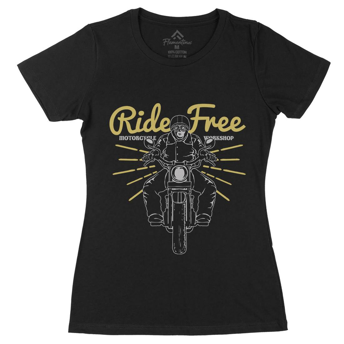 Ride Free Womens Organic Crew Neck T-Shirt Motorcycles A365