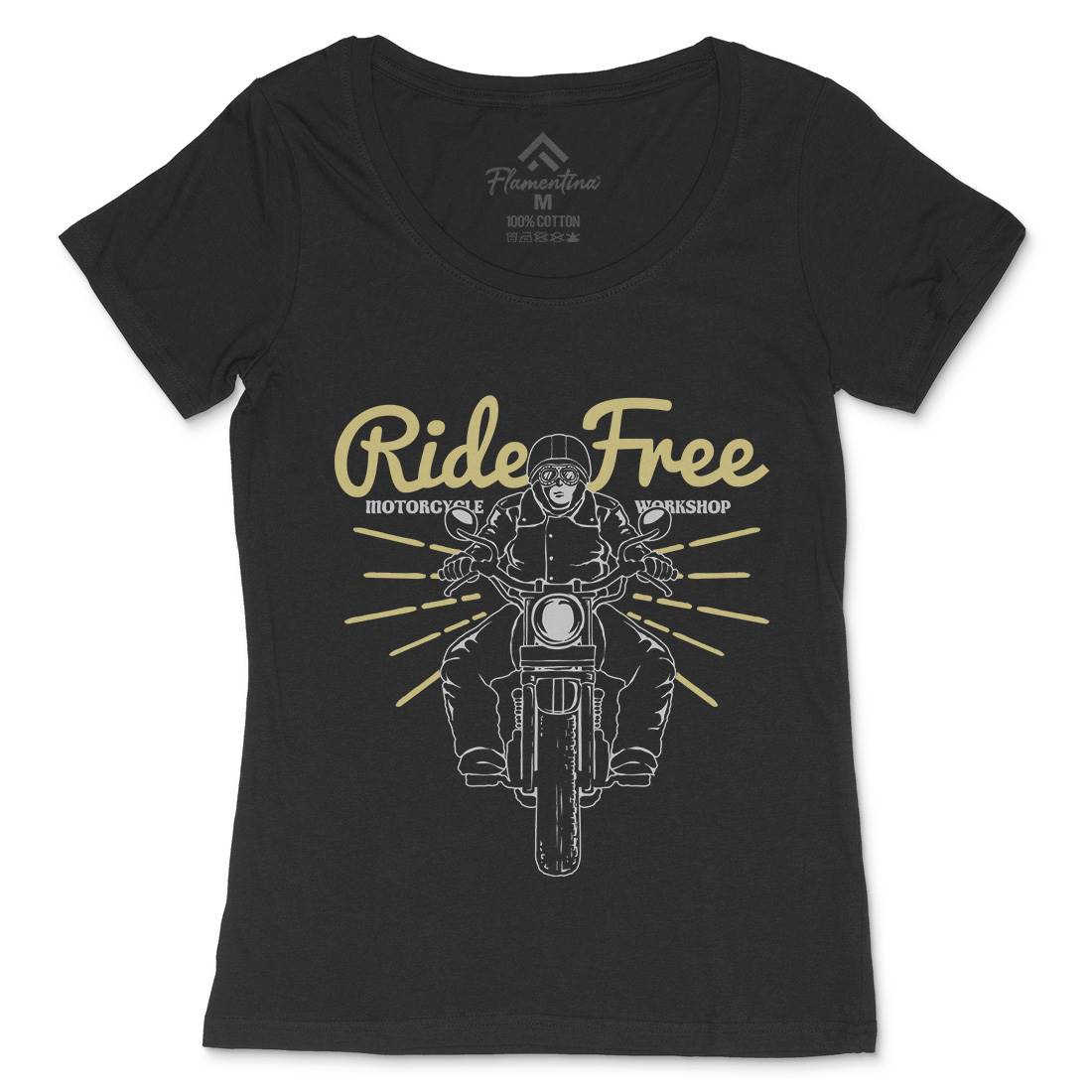 Ride Free Womens Scoop Neck T-Shirt Motorcycles A365