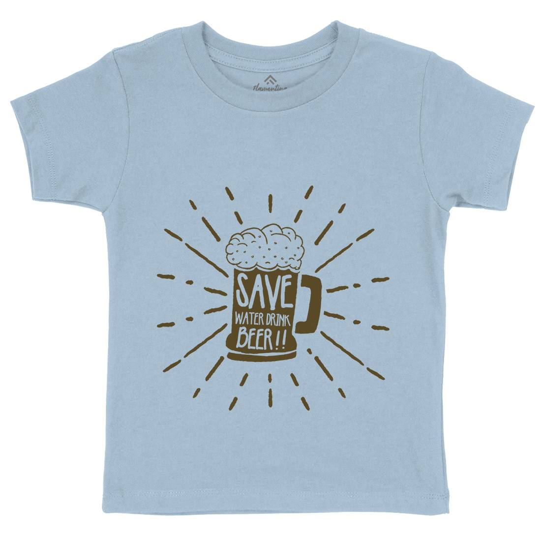 Save Water Kids Crew Neck T-Shirt Drinks A368