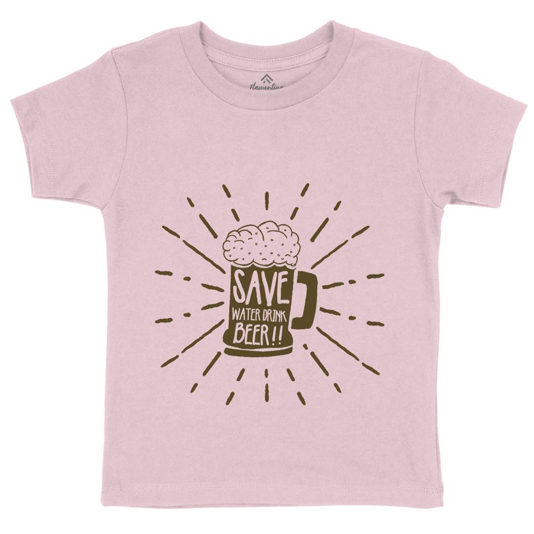 Save Water Kids Organic Crew Neck T-Shirt Drinks A368