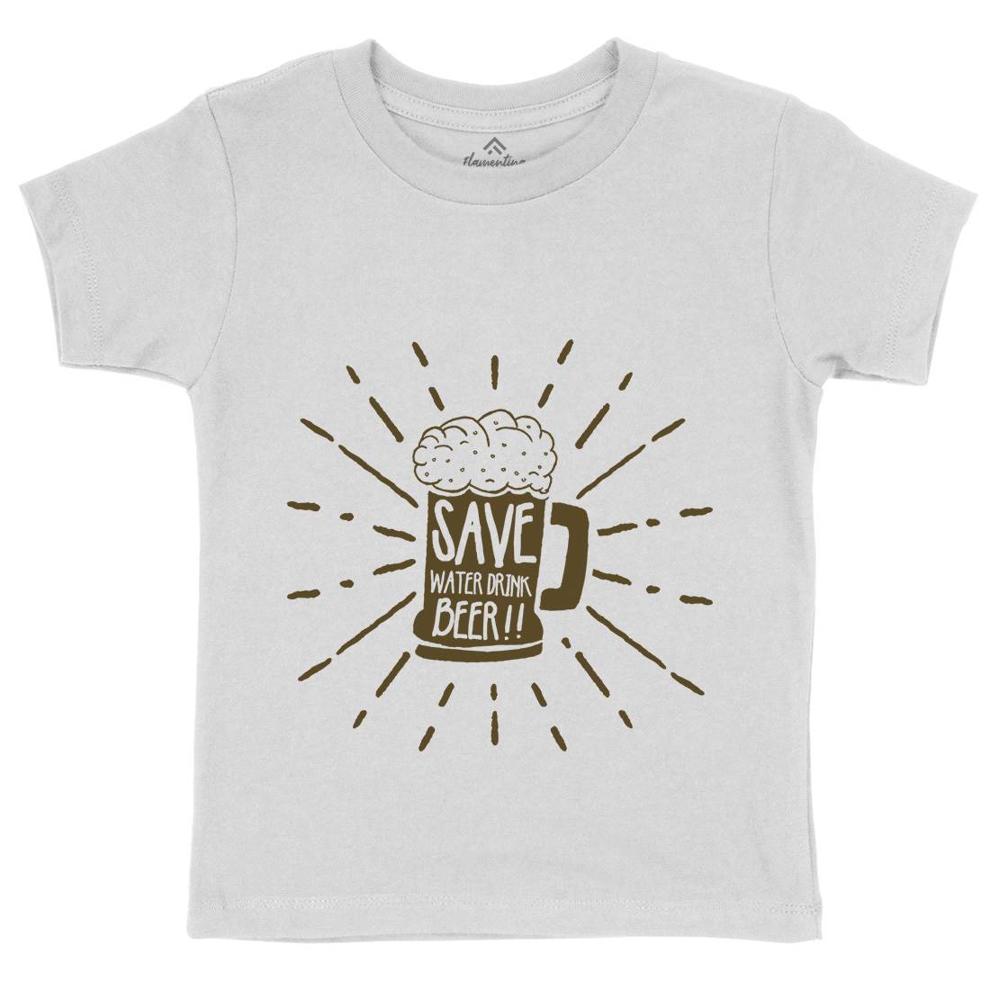 Save Water Kids Crew Neck T-Shirt Drinks A368