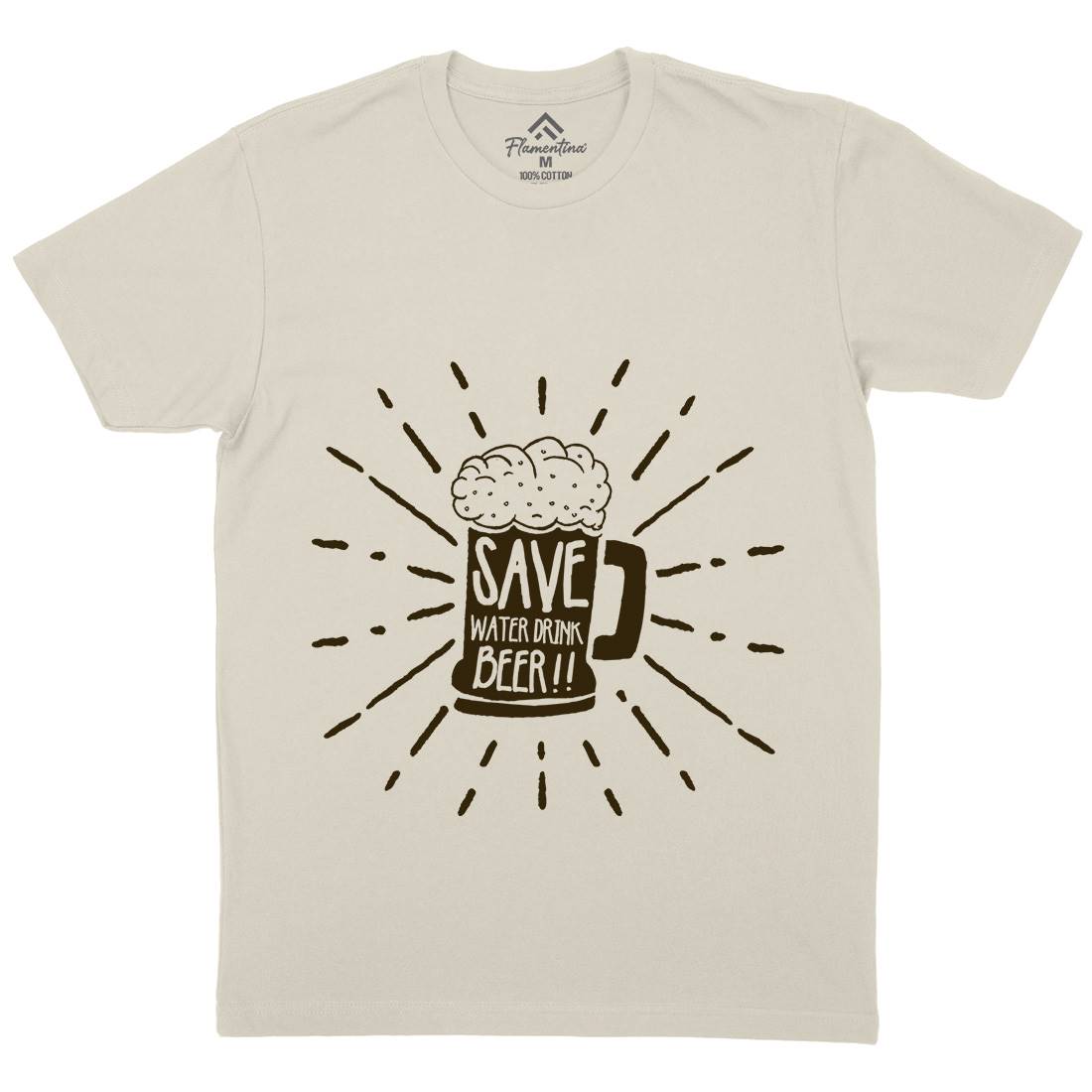 Save Water Mens Organic Crew Neck T-Shirt Drinks A368