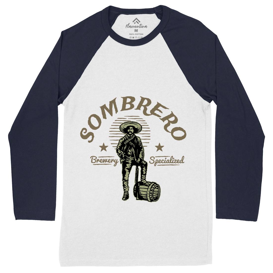 Sombrero Brewery Mens Long Sleeve Baseball T-Shirt American A369