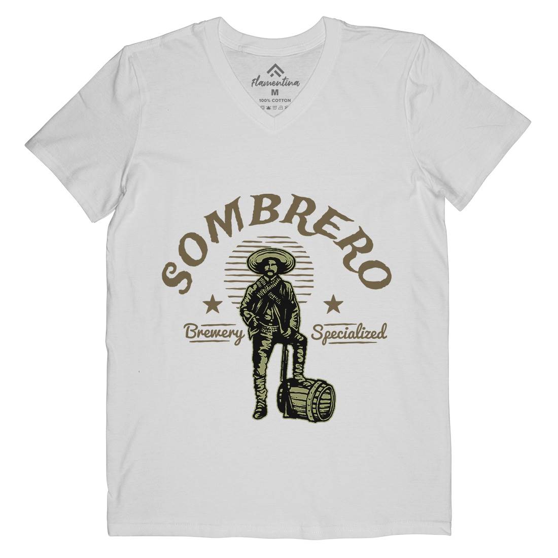 Sombrero Brewery Mens Organic V-Neck T-Shirt American A369