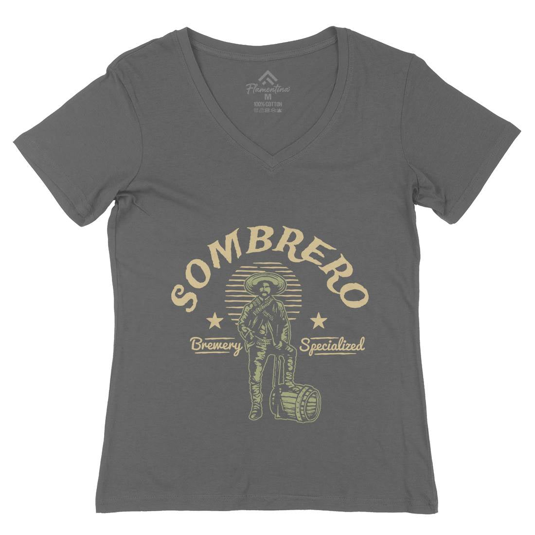 Sombrero Brewery Womens Organic V-Neck T-Shirt American A369