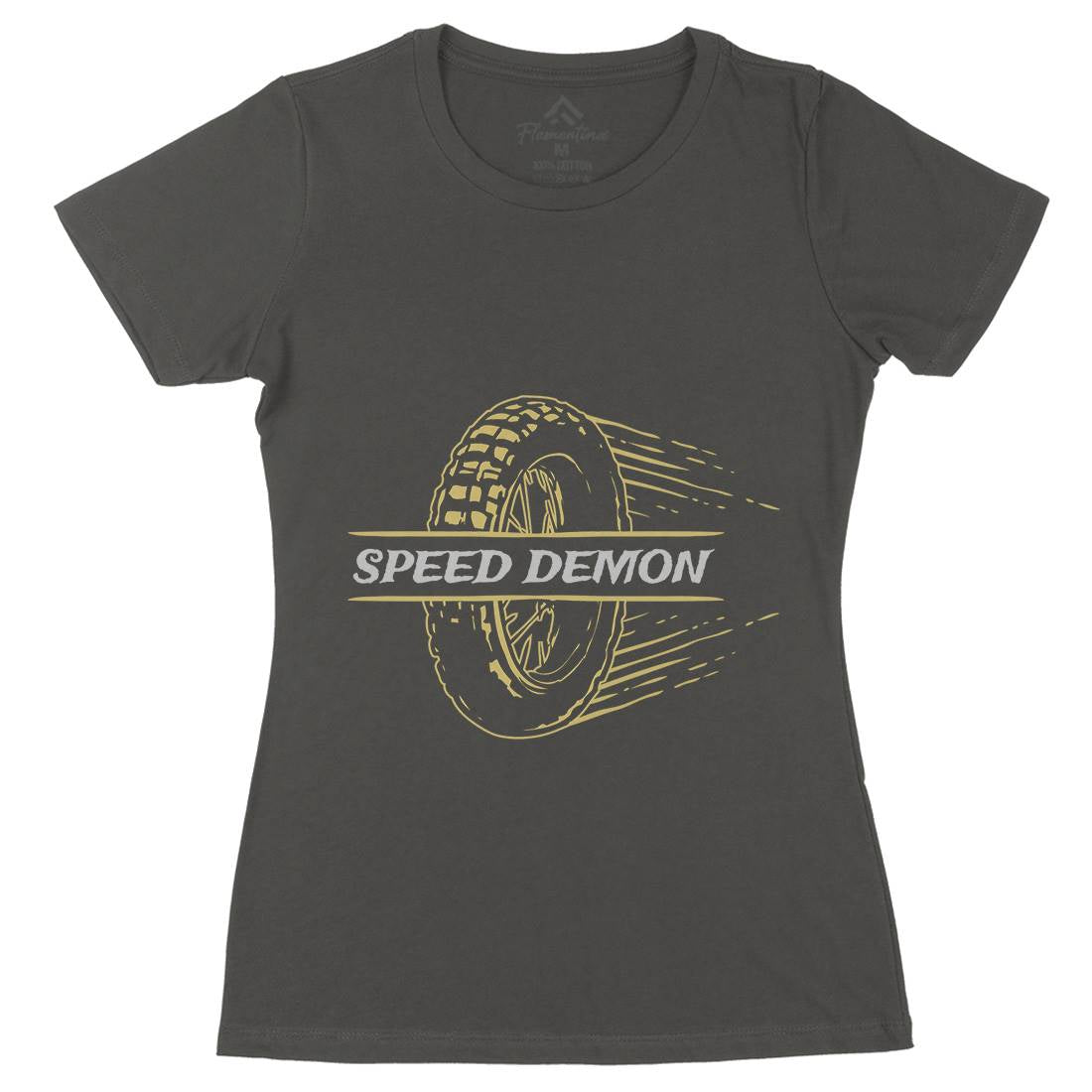 Speed Demon Womens Organic Crew Neck T-Shirt Motorcycles A370