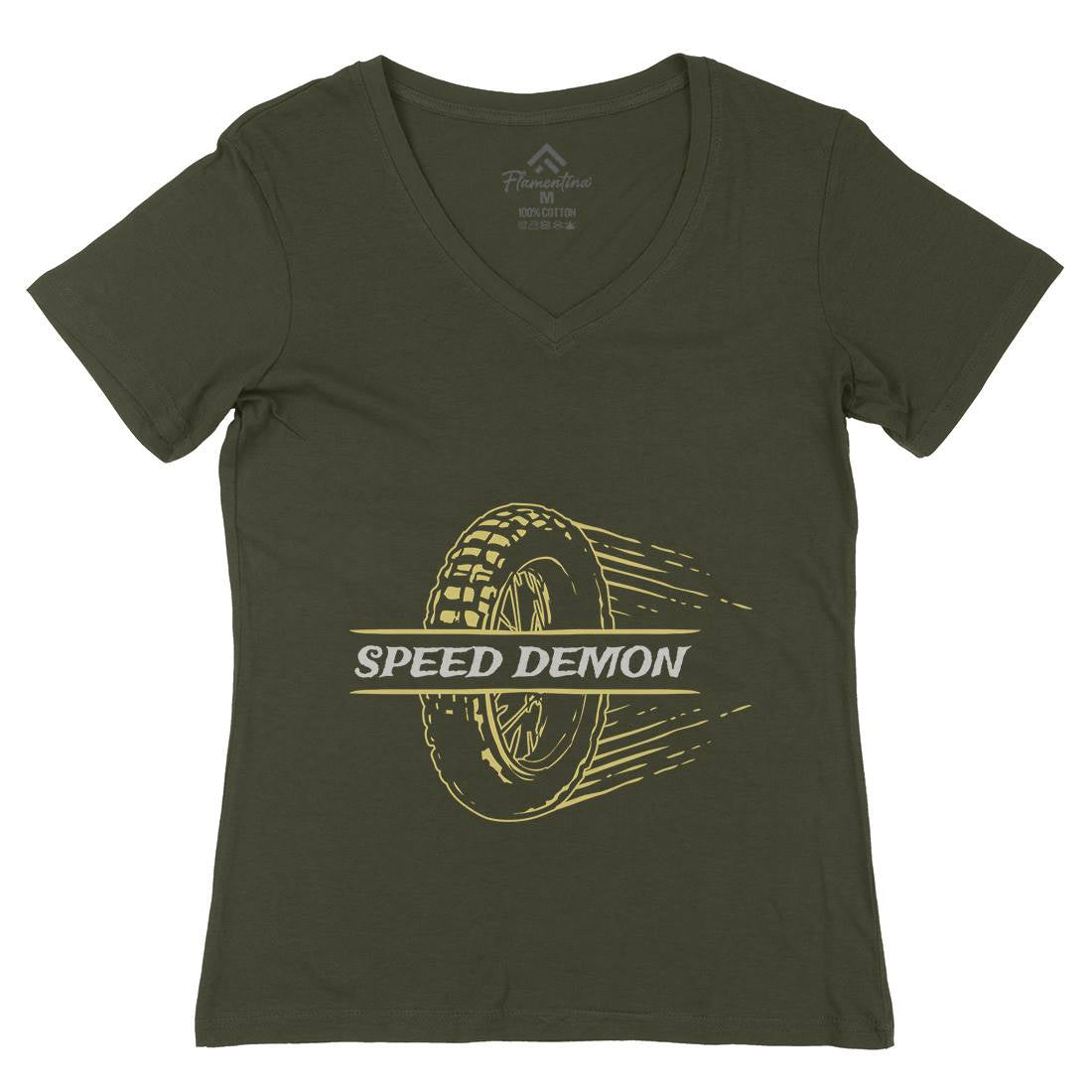 Speed Demon Womens Organic V-Neck T-Shirt Motorcycles A370