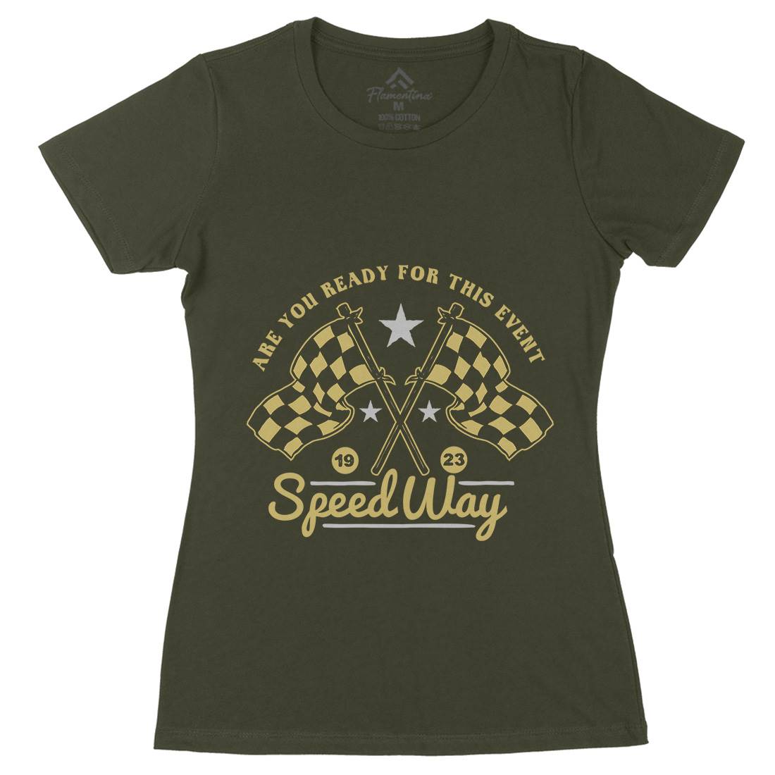 Speed Way Womens Organic Crew Neck T-Shirt Motorcycles A371
