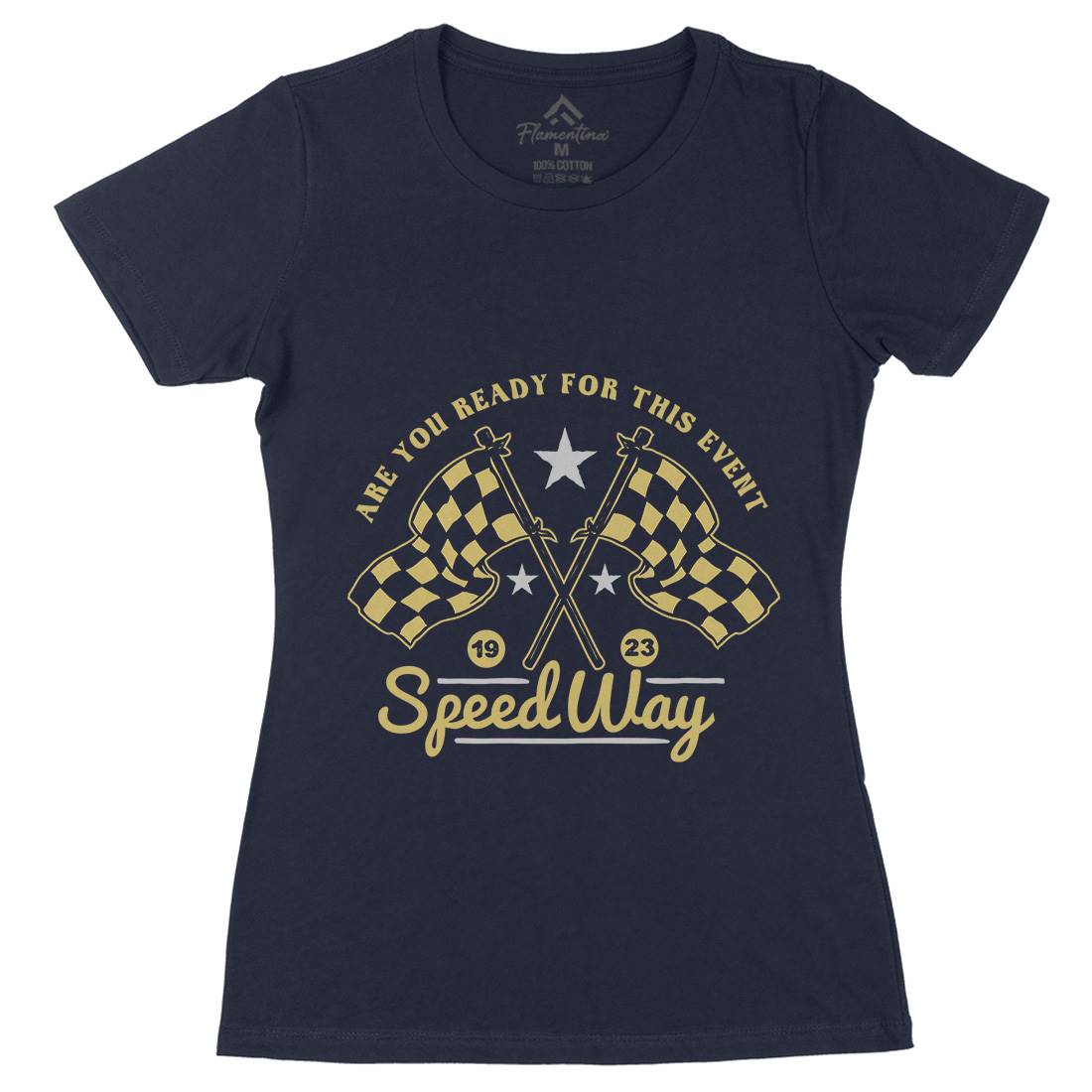 Speed Way Womens Organic Crew Neck T-Shirt Motorcycles A371