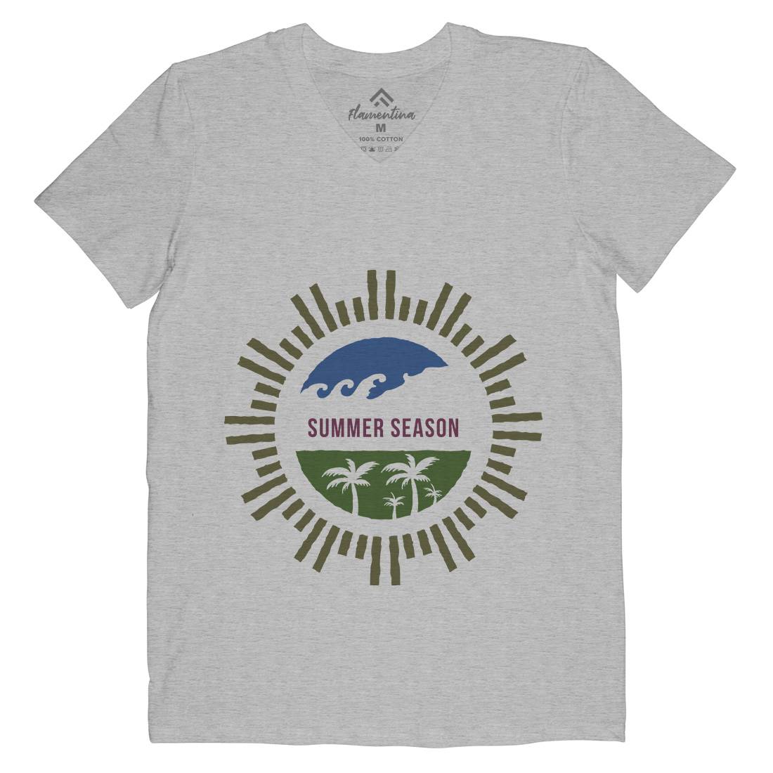 Summer Season Mens Organic V-Neck T-Shirt Nature A372