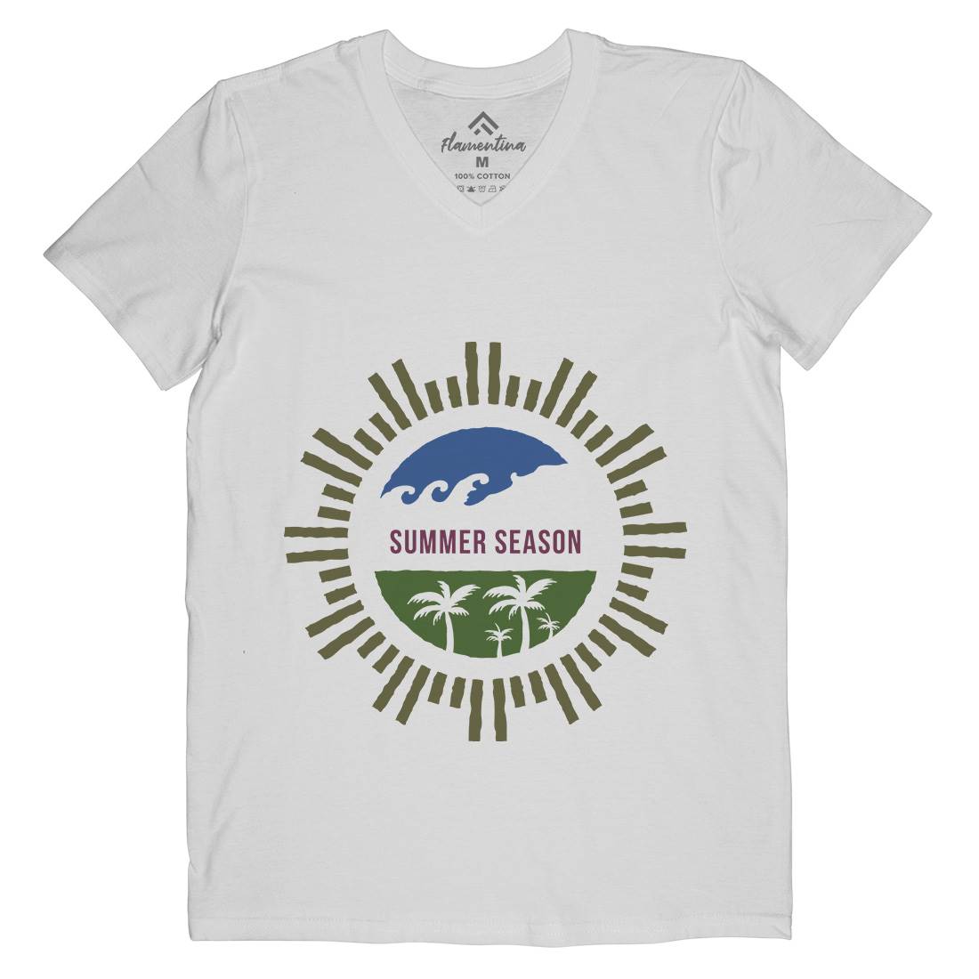 Summer Season Mens Organic V-Neck T-Shirt Nature A372