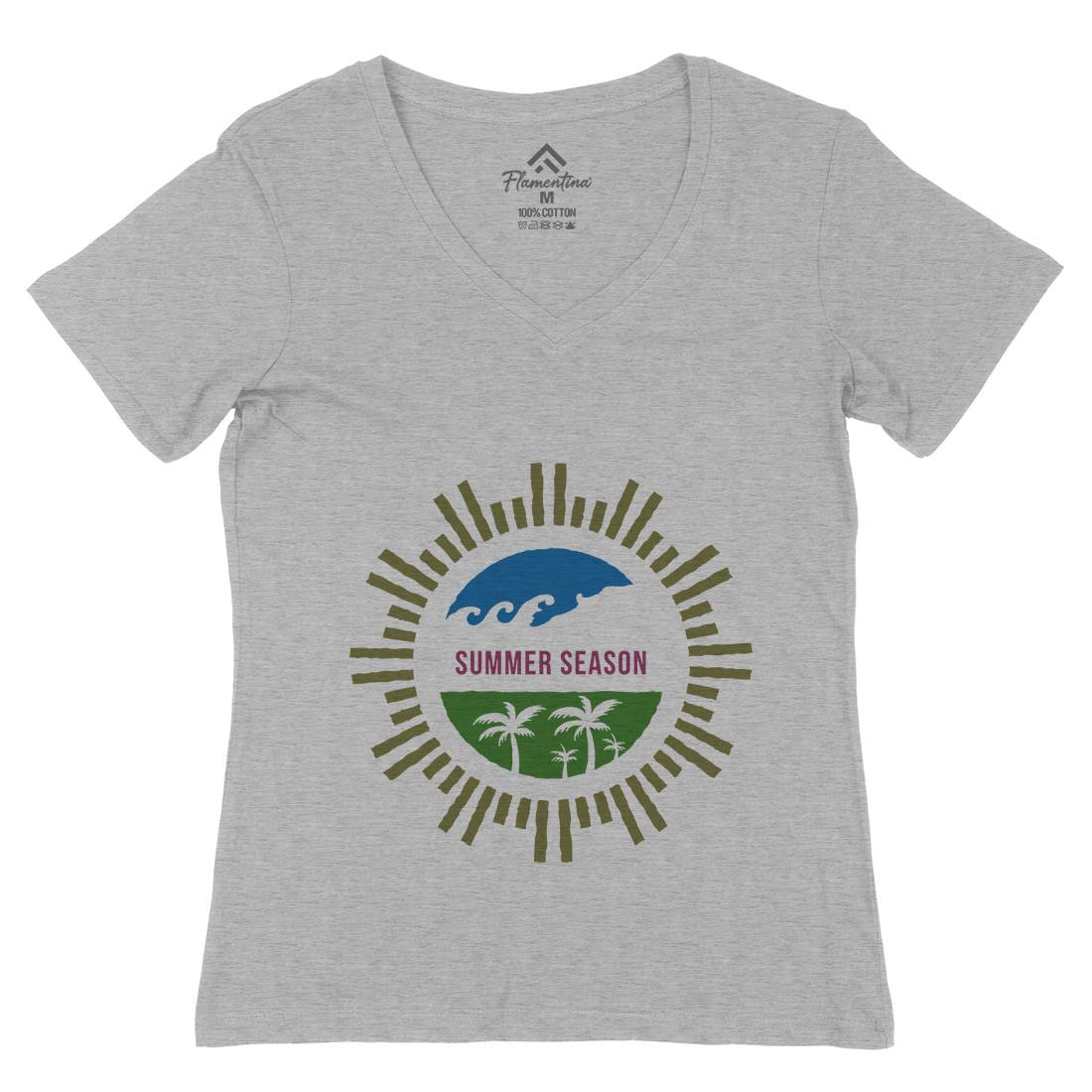 Summer Season Womens Organic V-Neck T-Shirt Nature A372