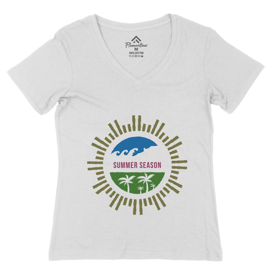 Summer Season Womens Organic V-Neck T-Shirt Nature A372