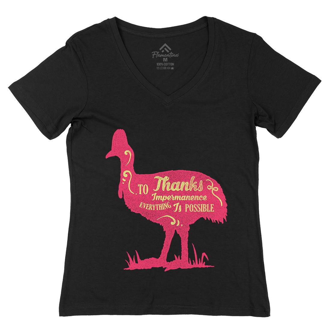 Thanks To Impermanence Womens Organic V-Neck T-Shirt Quotes A374
