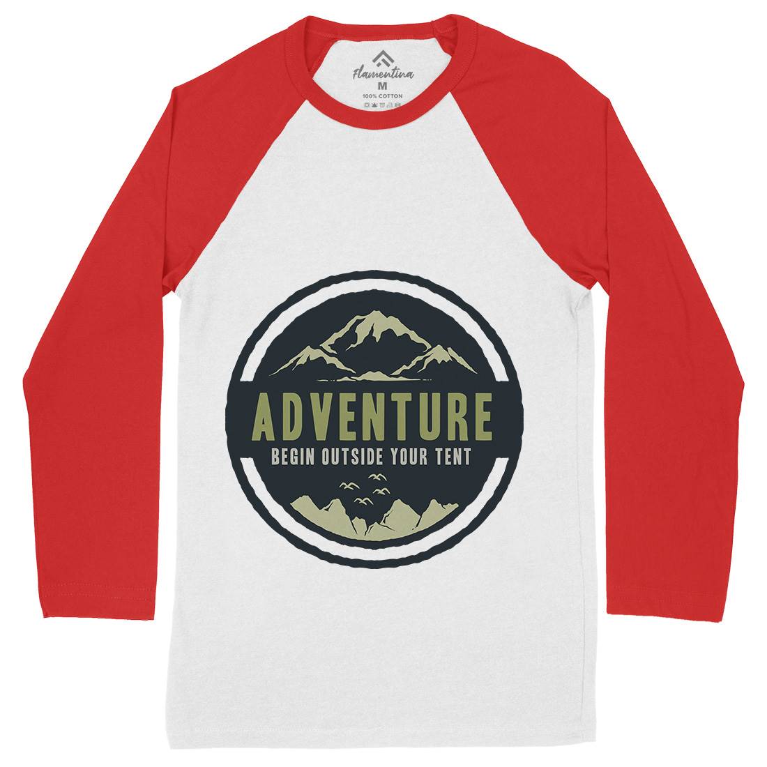 Adventure Begin Mens Long Sleeve Baseball T-Shirt Nature A375