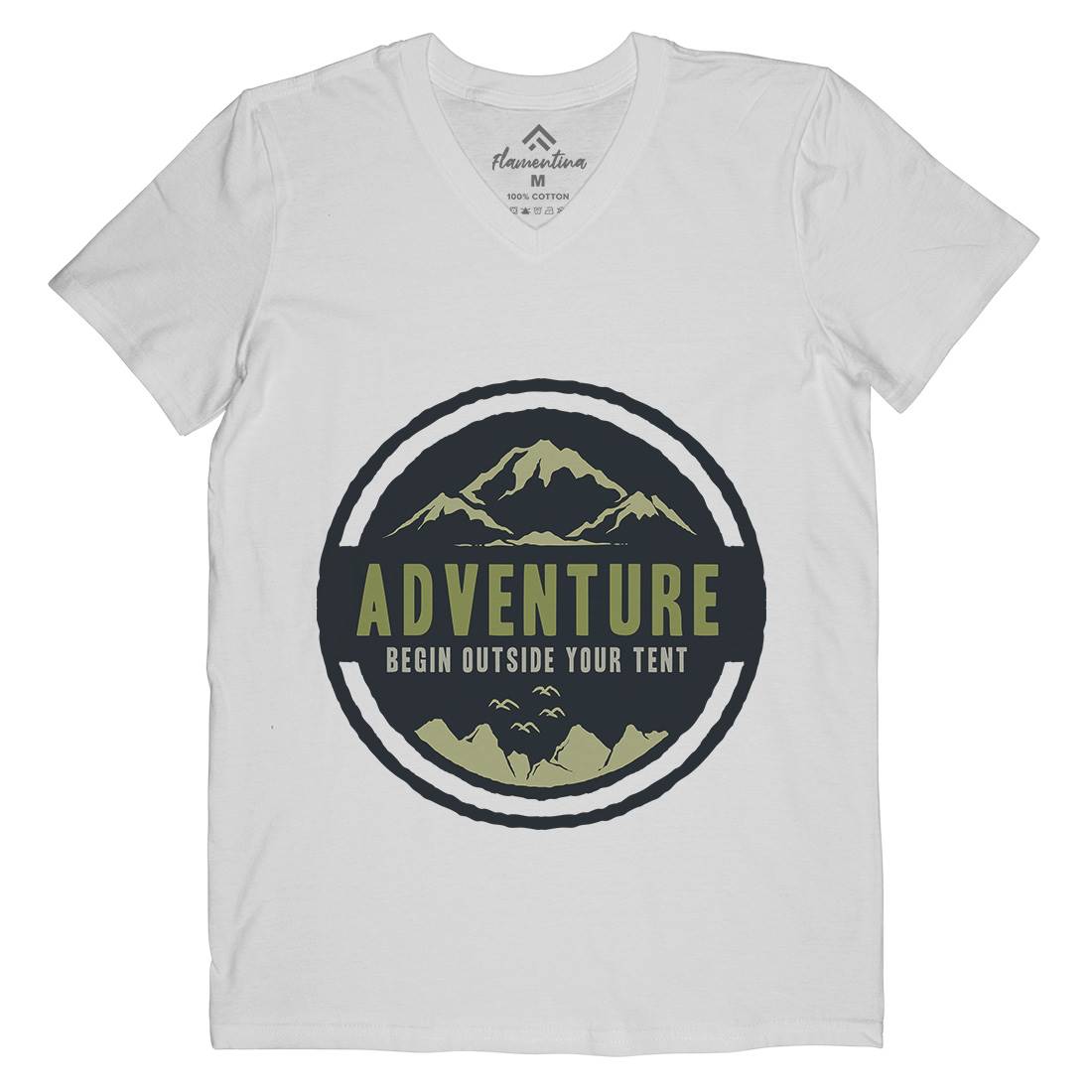 Adventure Begin Mens Organic V-Neck T-Shirt Nature A375